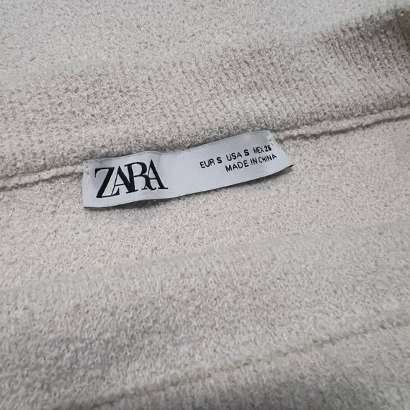 Zara Matching Set Cream Knit Top Skirt 2 Pc Outfit Minimalist Chic Cozy Lounge - Picture 7 of 15